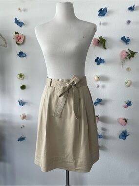 H&M Classic Beige Tie-Waist A-Line Skirt